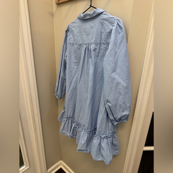 Anthropologie Sally Tunic shirt button down blue stripe Dress - Picture 7 of 7